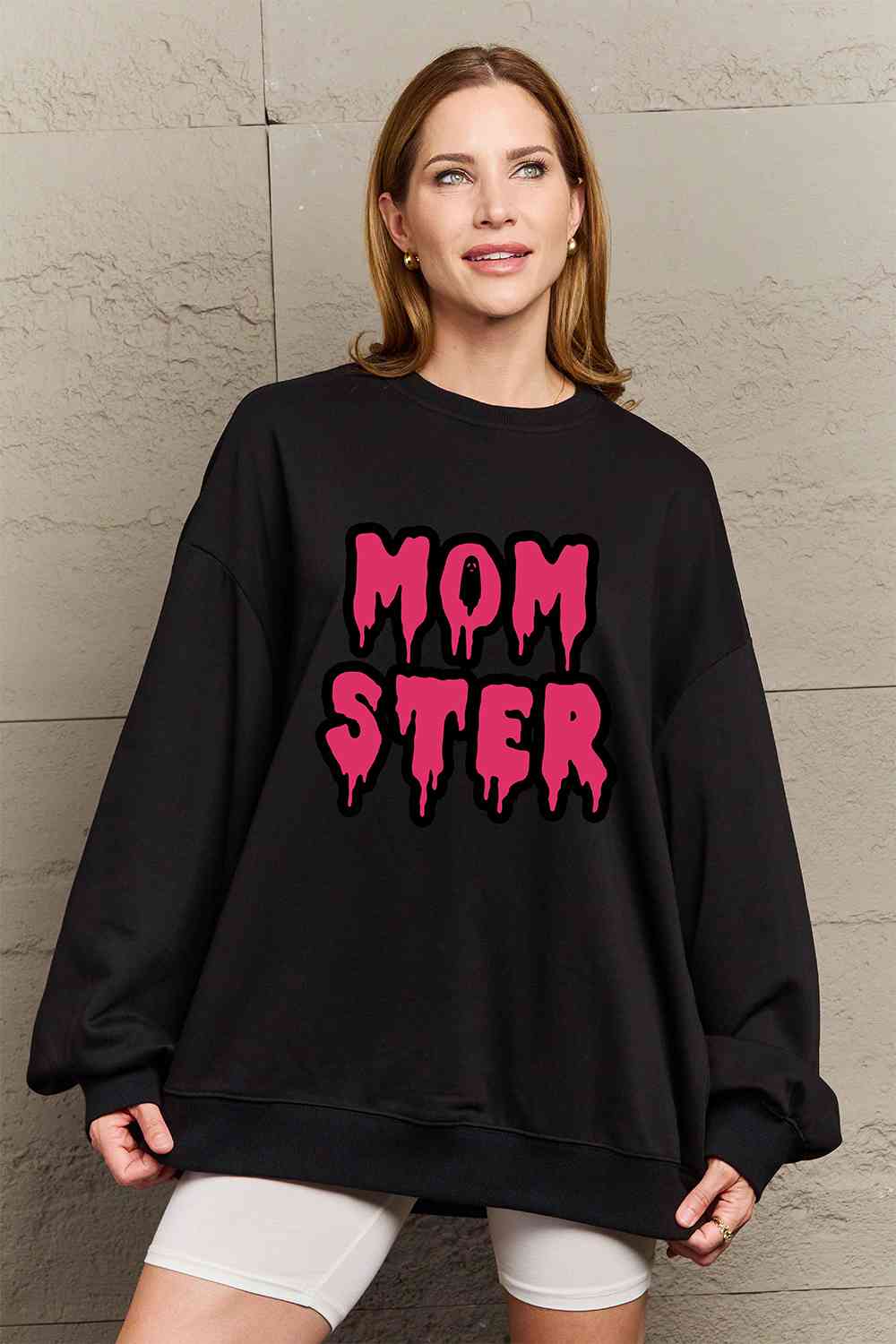 Simply Love Full Size MOM STER Graphic Sweatshirt Ti Amo I love you