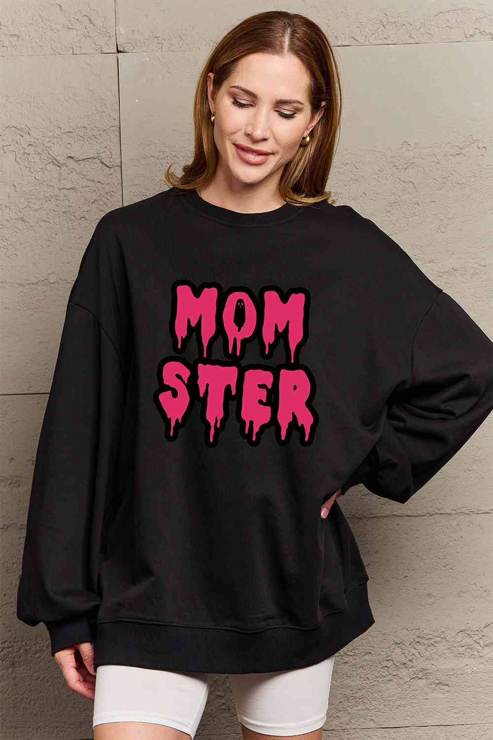 Simply Love Full Size MOM STER Graphic Sweatshirt Ti Amo I love you