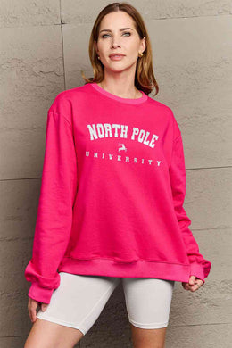 Simply Love Full Size NORTH POLE UNIVERSITY Graphic Sweatshirt Ti Amo I love you