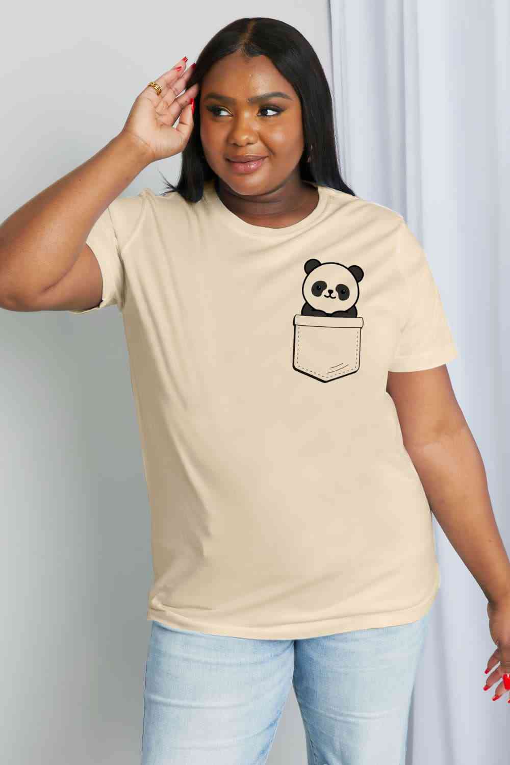 Simply Love Full Size Panda Graphic Cotton Tee Ti Amo I love you