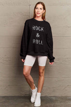 Load image into Gallery viewer, Simply Love Full Size ROCK &amp; ROLL Round Neck Sweatshirt Ti Amo I love you
