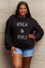 Load image into Gallery viewer, Simply Love Full Size ROCK &amp; ROLL Round Neck Sweatshirt Ti Amo I love you
