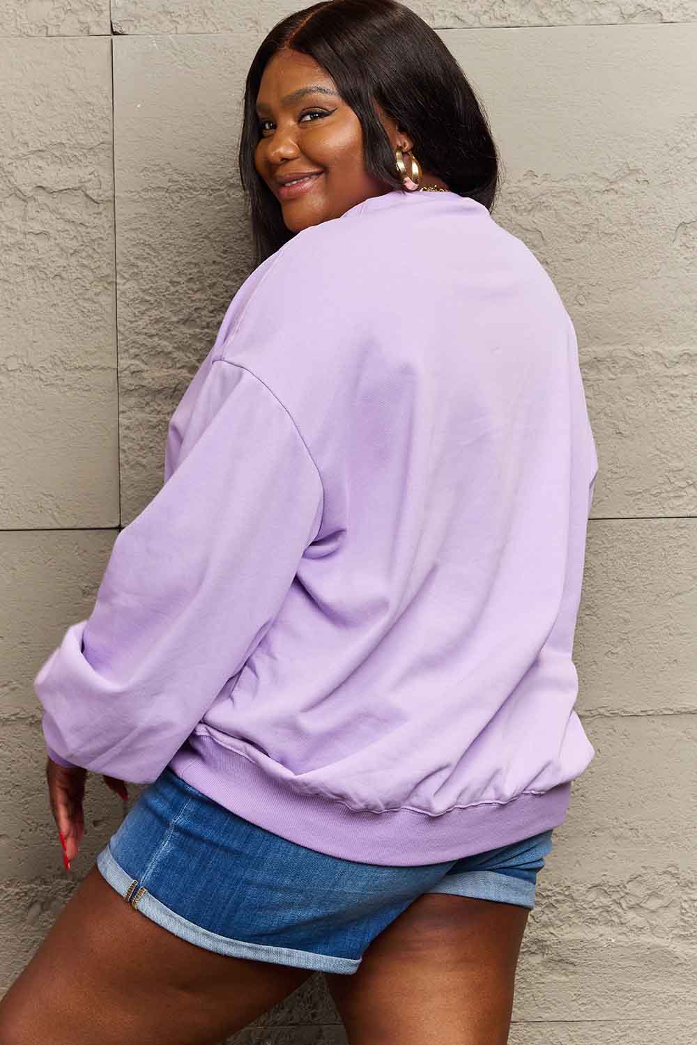 Simply Love - Light Dusty Purple - Full Size Skull Butterfly Graphic Sweatshirt Ti Amo I love you