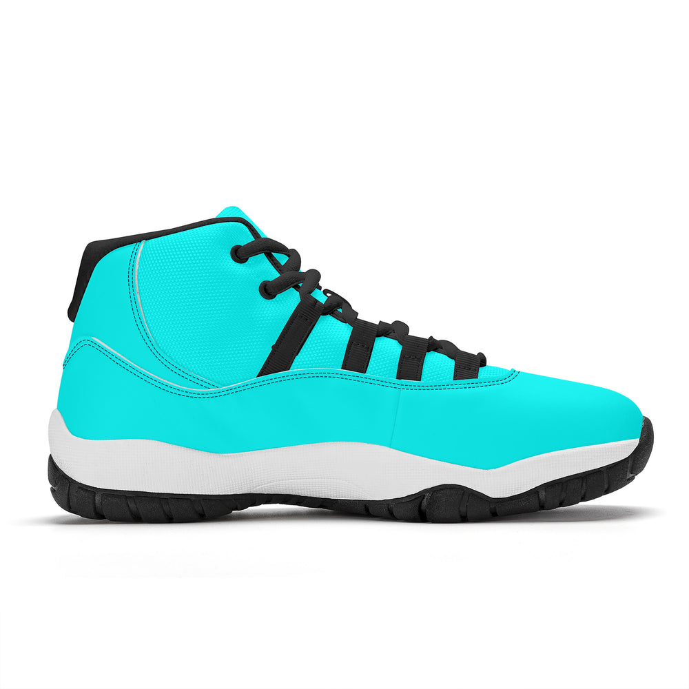 Ti Amo I love you - Exclusive Brand  - Aqua / Cyan - Skeleton Hands with Heart -  High Top Air Retro Sneakers - Black.Laces
