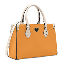 Load image into Gallery viewer, Ti Amo I love you - Exclusive Brand - Neon Carrot - Luxury Womens PU Tote Bag - Cream Straps
