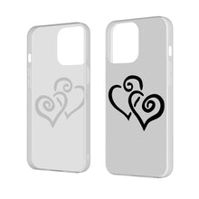 Load image into Gallery viewer, Ti Amo I love you - Exclusive Brand - Silver - Double Black Heart -  iPhone 14 Transparent Acrylic Case (3 cameras)
