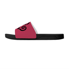 Load image into Gallery viewer, Ti Amo I love you - Exclusive Brand - Viva Magenta  - Womens Double Black Heart -  Slide Sandals - Black Soles
