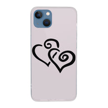 Load image into Gallery viewer, Ti Amo I love you - Exclusive Brand - Prim - Double Black Heart  - iPhone 13 Transparent Case (2 cameras)
