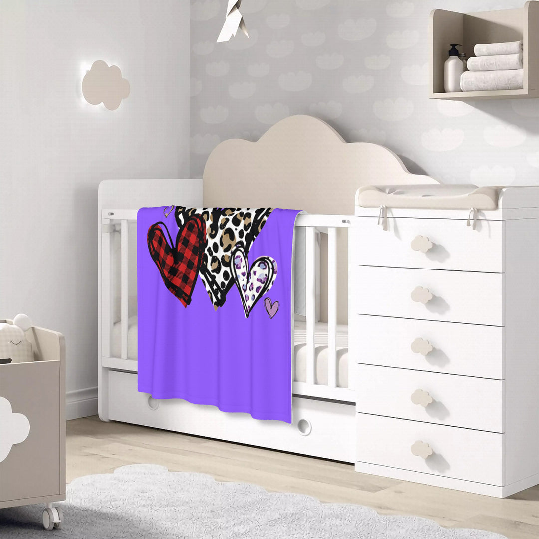 Light Purple - Leopard Hearts - Baby Soft Blanket Ti Amo I love you Exclusive Brand