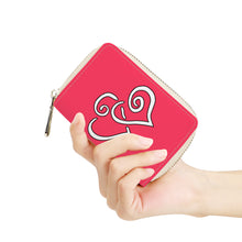 Load image into Gallery viewer, Ti Amo I love you - Exclusive Brand - Radical Red - Double White Heart - PU Leather - Zipper Card Holder
