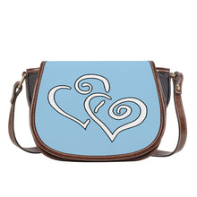 Load image into Gallery viewer, Ti Amo I love you - Exclusive Brand - Jeans Blue - Double White Heart - Saddle Bag
