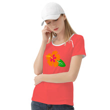 Load image into Gallery viewer, Ti Amo I love you - Exclusive Brand  - Persimmon - Hawaiian Flower - Women&#39;s T shirt - Sizes XS-2XL
