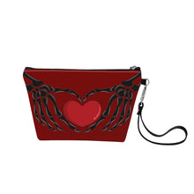 Load image into Gallery viewer, Ti Amo I love you - Exclusive Brand - Dark Burgundy - Skeleton Hands with Heart - Sling Cosmetic Bag
