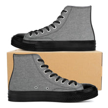 Load image into Gallery viewer, Ti Amo I love you - Exclusive Brand - Grey Denim - High Top Canvas Shoes - Black  Soles
