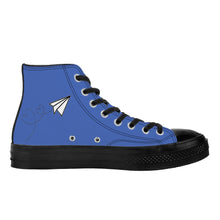 Load image into Gallery viewer, Ti Amo I love you - Exclusive Brand - San Marino Blue - Paper Airplane - High Top Canvas Shoes - Black Soles
