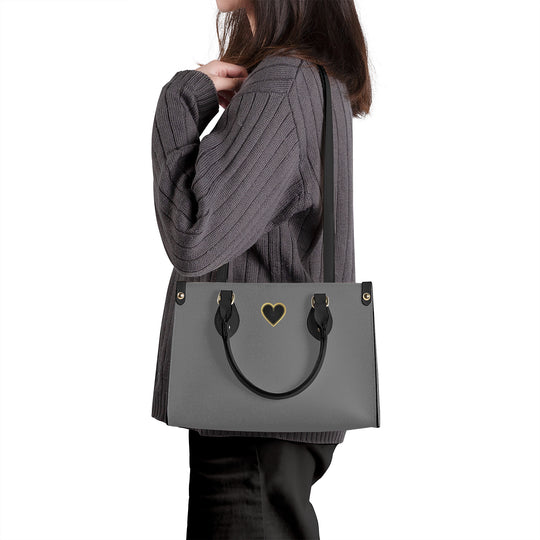 Ti Amo I love you - Exclusive Brand - Dove Gray - Luxury Womens PU Tote Bag - Black Straps