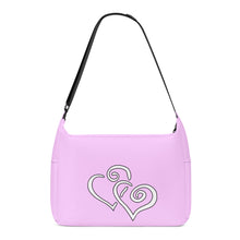 Load image into Gallery viewer, Ti Amo I love you - Exclusive Brand - Pastel Sugar Chic - Double White Heart - Journey Computer Shoulder Bag
