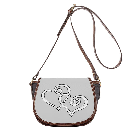 Ti Amo I love you - Exclusive Brand - Alto Gray - Double White Heart - Saddle Bag