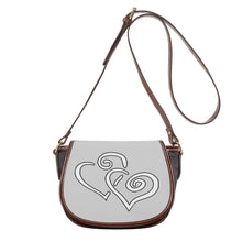 Load image into Gallery viewer, Ti Amo I love you - Exclusive Brand - Alto Gray - Double White Heart - Saddle Bag
