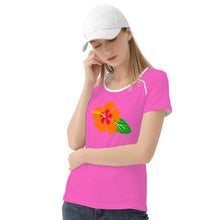 Load image into Gallery viewer, Ti Amo I love you - Exclusive Brand - Hot Pink - Hawaiian Flower - Women&#39;s T shirt
