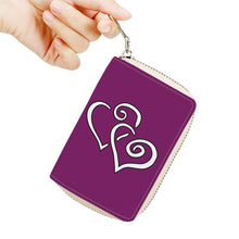 Load image into Gallery viewer, Ti Amo I love you - Exclusive Brand - Luminous Violet  - Double White Heart - PU Leather - Zipper Card Holder
