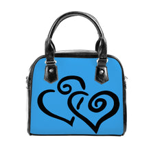 Load image into Gallery viewer, Ti Amo I love you - Exclusive Brand  - Picton Blue 2 - Double Black Heart -  Shoulder Handbag
