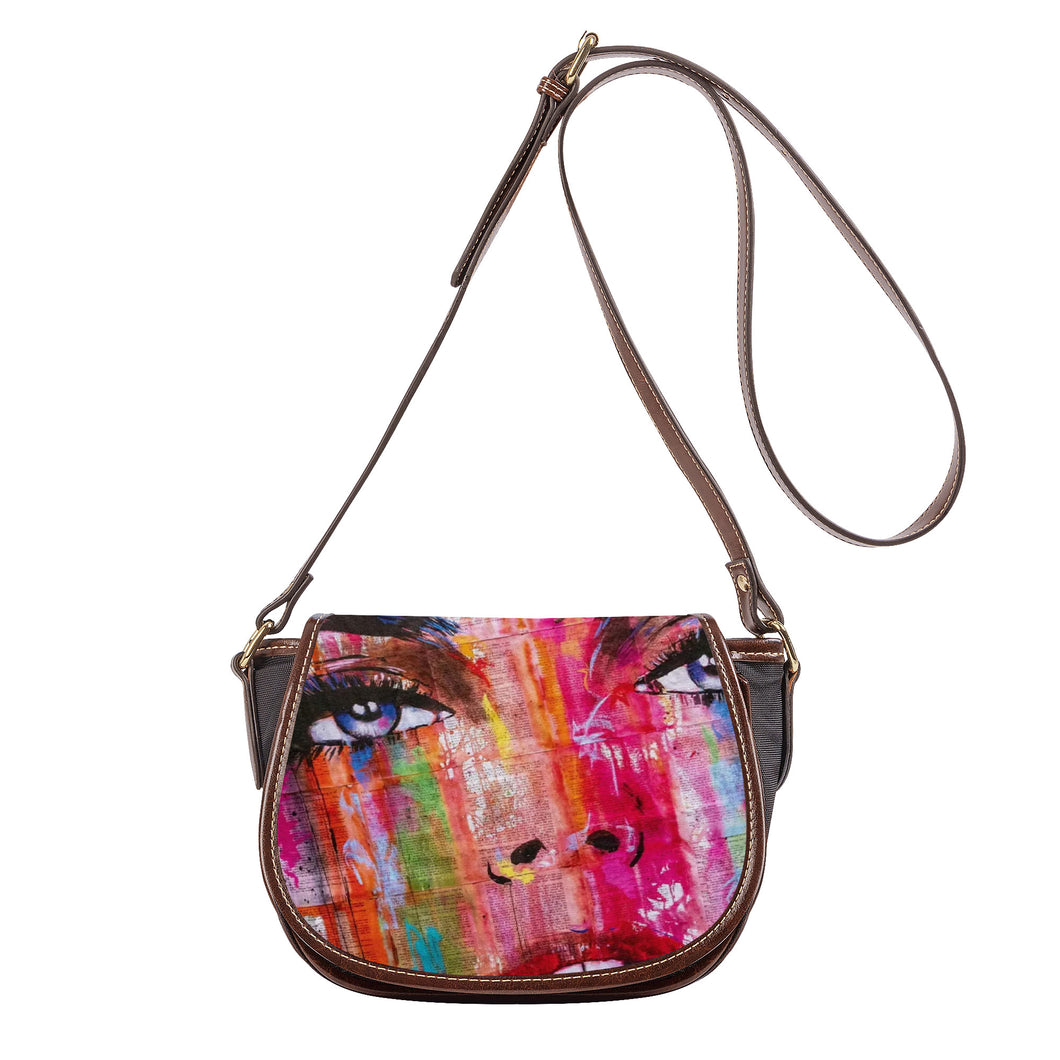 Ti Amo I love you - Exclusive Brand - Abstract Face -  Saddle Bag