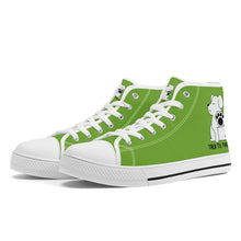 Load image into Gallery viewer, Ti Amo I love you  - Exclusive Brand - Green Onion - Talk to the Paw -  High-Top Canvas Shoes - White
