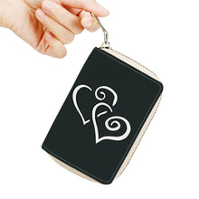 Load image into Gallery viewer, Ti Amo I love you - Exclusive Brand - Mars Black - Double White Heart - PU Leather - Zipper Card Holder
