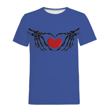 Load image into Gallery viewer, Ti Amo I love you - Exclusive Brand - Chambray Blue - Skeleton Hands with Heart - Men&#39;s T-Shirt
