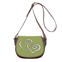 Load image into Gallery viewer, Ti Amo I love you - Exclusive Brand - Green Smoke - Double White Heart - Saddle Bag
