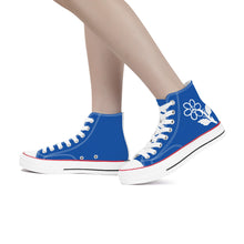 Load image into Gallery viewer, Ti Amo I love you - Exclusive Brand - Fun Blue - White Daisy - High Top Canvas Shoes - White  Soles
