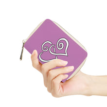 Load image into Gallery viewer, Ti Amo I love you - Exclusive Brand - Viola - Double White Heart - PU Leather - Zipper Card Holder
