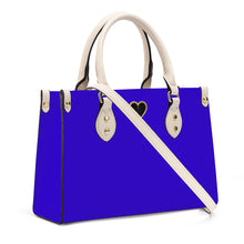 Load image into Gallery viewer, Ti Amo I love you - Exclusive Brand - Violet Blue - Luxury Womens PU Tote Bag - Cream Straps
