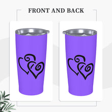 Load image into Gallery viewer, Ti Amo I love you - Exclusive Brand - Light Purple - Double Black Heart - 20oz Stainless Steel Straw Lid Cup
