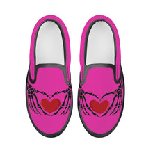 Load image into Gallery viewer, Ti Amo I love you - Exclusive Brand - Frostbite - Skeleton Hands with Heart  - Kids Slip-on shoes - Black Soles
