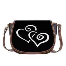 Load image into Gallery viewer, Ti Amo I love you - Exclusive Brand - Black - Double White Heart - Saddle Bag
