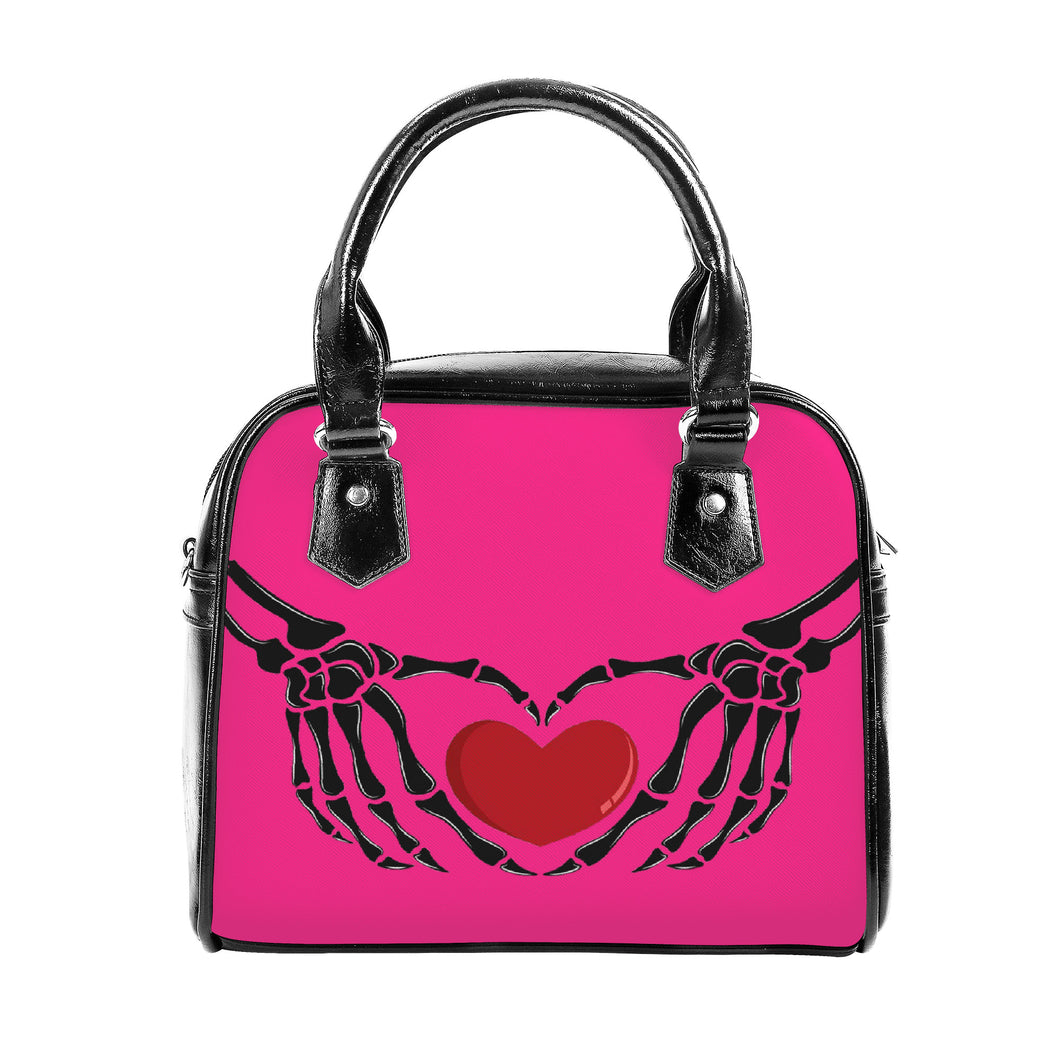 Ti Amo I love you - Exclusive Brand - Wild Strawberry - Skeleton Hands with Heart - Shoulder Handbag