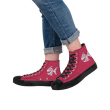 Load image into Gallery viewer, Ti Amo I love you - Exclusive Brand - Vivd Magenta - Angry Fish - High Top Canvas Shoes - Black  Soles
