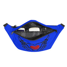 Load image into Gallery viewer, Ti Amo I love you - Exclusive Brand - Blue Blue Eyes -  Skeleton Hands with Heart - Large Fanny Bag
