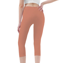 Load image into Gallery viewer, Ti Amo I love you - Exclusive Brand - Pale Copper - Double White Heart - Womens / Teen Girls / Womens Plus Size - Capri Yoga Leggings - Sizes XS-3XL
