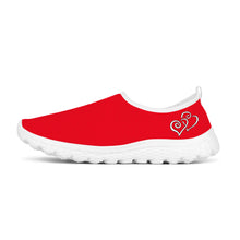 Load image into Gallery viewer, Ti Amo I love you - Exclusive Brand - Torch Red 2 - Double White Heart - Women&#39;s Mesh Running Shoes - White Soles
