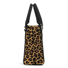 Load image into Gallery viewer, Ti Amo I love you - Exclusive Brand - Leopard Pattern - Luxury Women PU Tote Bag - Black Straps
