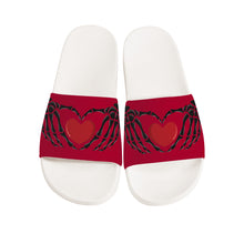 Load image into Gallery viewer, Ti Amo I love you - Exclusive Brand - Alabama Crimson - Skeleton Hands with Heart -  Slide Sandals - White Soles
