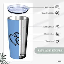 Load image into Gallery viewer, Ti Amo I love you - Exclusive Brand - Havelock Blue - Double Black Heart - 20oz Stainless Steel Straw Lid Cup
