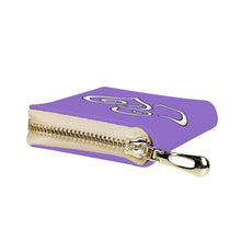 Load image into Gallery viewer, Ti Amo I love you - Exclusive Brand - Lilac Bush - Double White Heart - PU Leather - Zipper Card Holder
