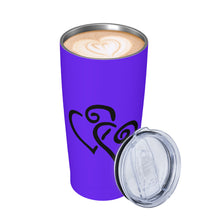 Load image into Gallery viewer, Ti Amo I love you - Exclusive Brand - Dark Purple - Double Black Heart - 20oz Stainless Steel Straw Lid Cup
