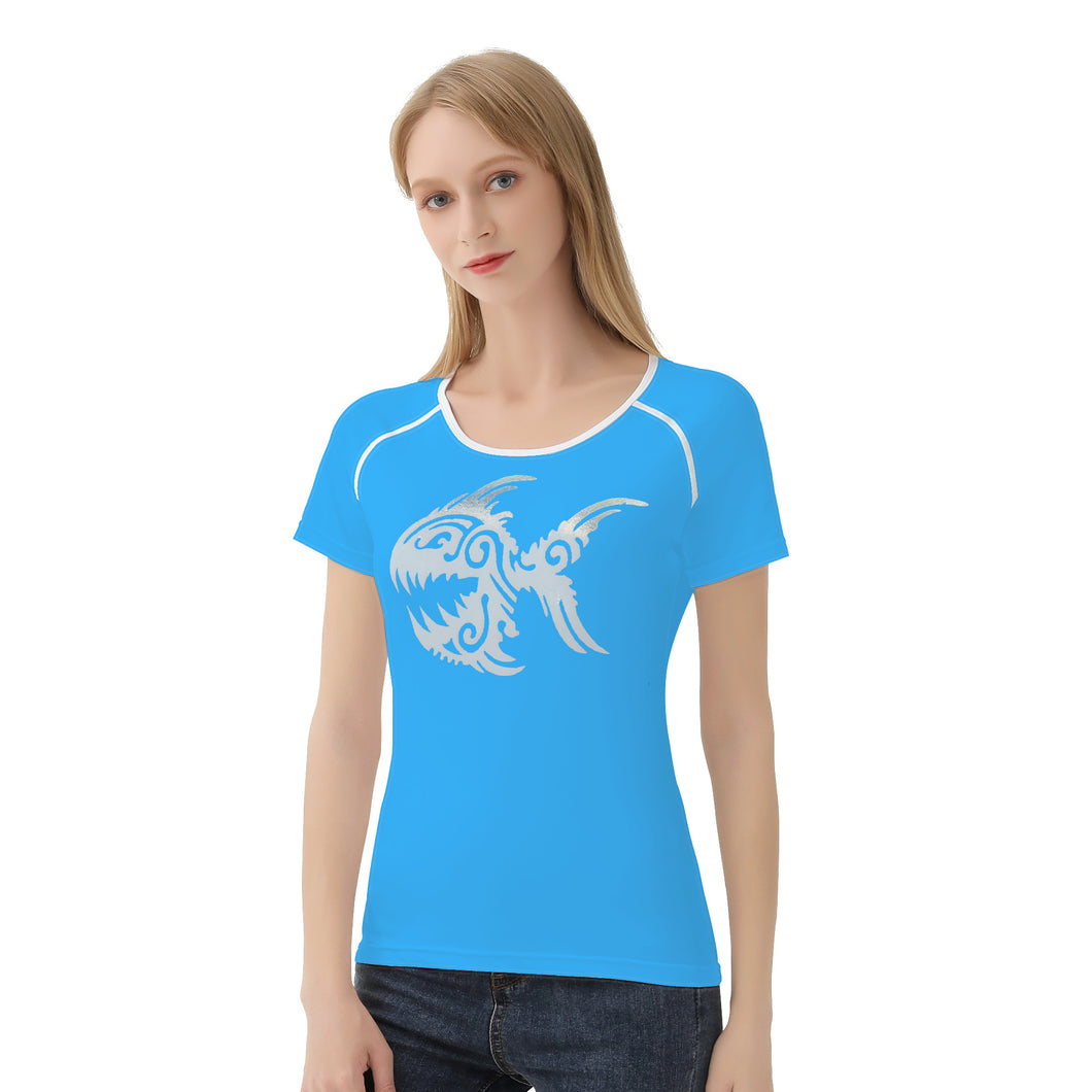 Ti Amo I love you -  Exclusive Brand - Medium Cyan Blue -  Angry Fish - Women's T shirt