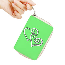 Load image into Gallery viewer, Ti Amo I love you - Exclusive Brand - Menthol - Double White Heart - PU Leather - Zipper Card Holder
