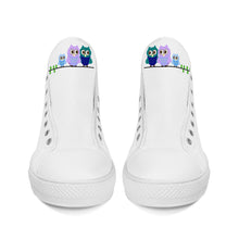 Load image into Gallery viewer, Ti Amo I love you - Exclusive Brand - White - 3 Owls - High-Top Canvas Shoes - White
